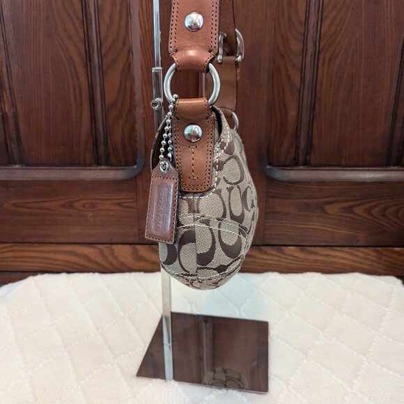 Coach SMALL 11860 Y2K Soho Beige Signature C Canvas & Tan Leather Shoulder Bag - Picture 5 of 11